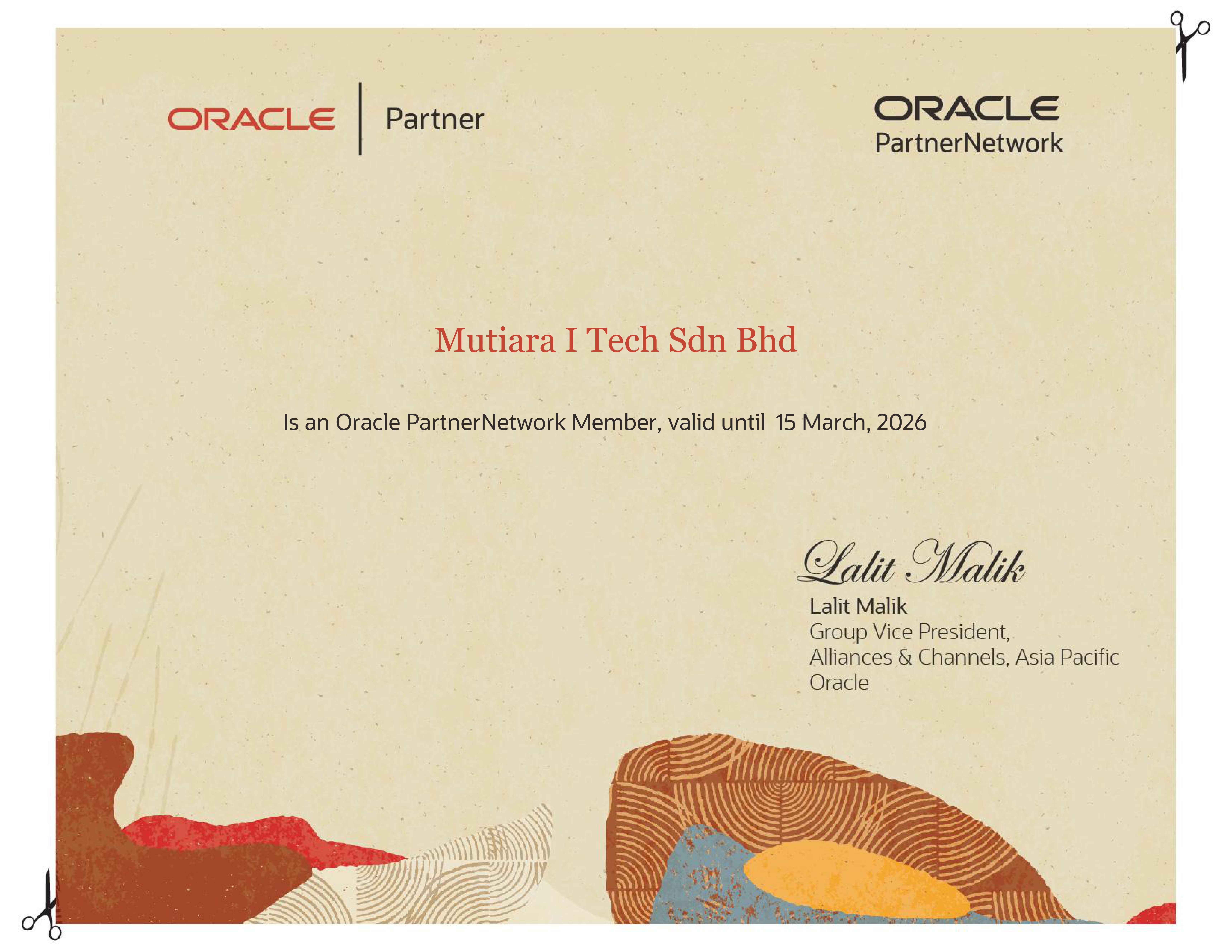 Oracle Partner Network Certificate